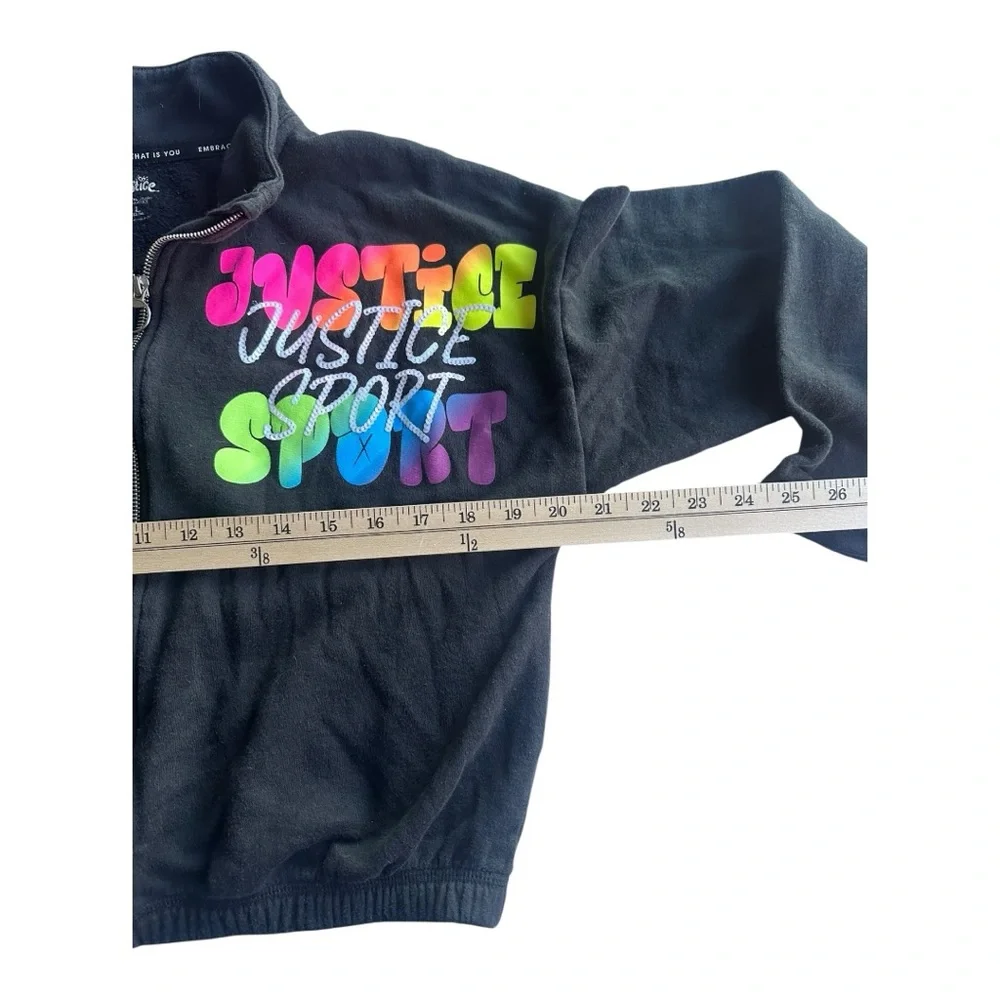 Justice‎ Black zip up sweatshirt size Large graphic
